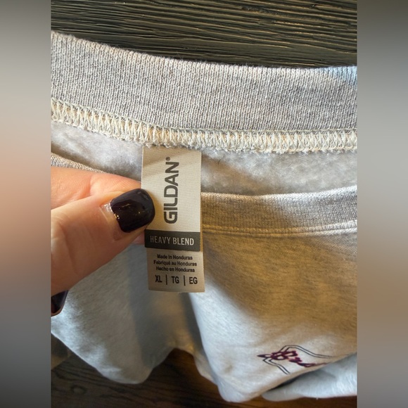 Gildan Gray Crewneck Sweater with Red Accents - Picture 2 of 3